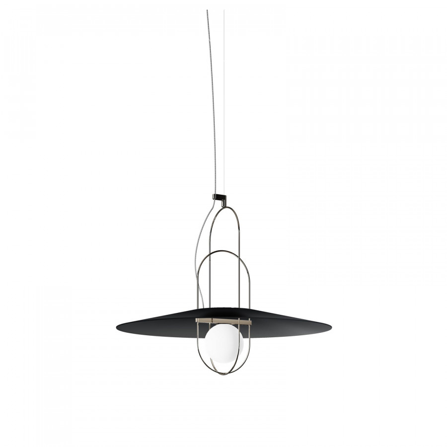 FontanaArte Setareh Medium Spherical Diffuser Suspension Lamp - Glossy Black/Black