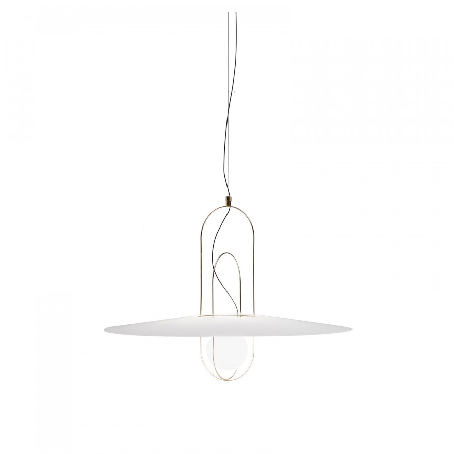 FontanaArte Setareh Large Spherical Diffuser Suspension Lamp - Glossy Gold/White
