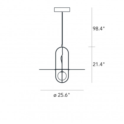 FontanaArte Setareh Medium Straight Diffuser Suspension Lamp - Glossy Gold/Black