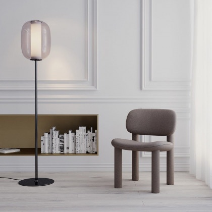 FontanaArte Meridiano Floor Lamp - Black/Gray Fume, Glass/Galvanized Metal