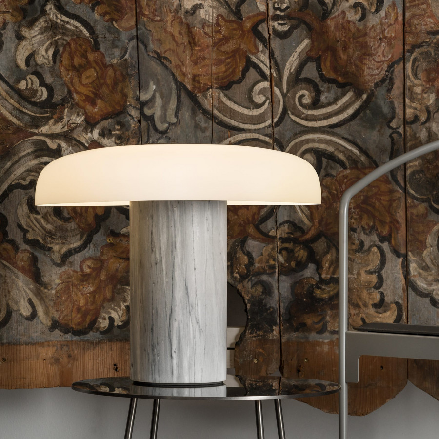 FontanaArte Tropico Grande Table Lamp - Light Gray, Glass/Galvanized Metal/Marble