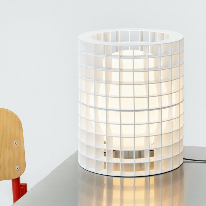 FontanaArte Matrix Medium Table Lamp - White, Glass/Galvanized Metal