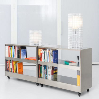 FontanaArte Matrix Medium Table Lamp - White, Glass/Galvanized Metal