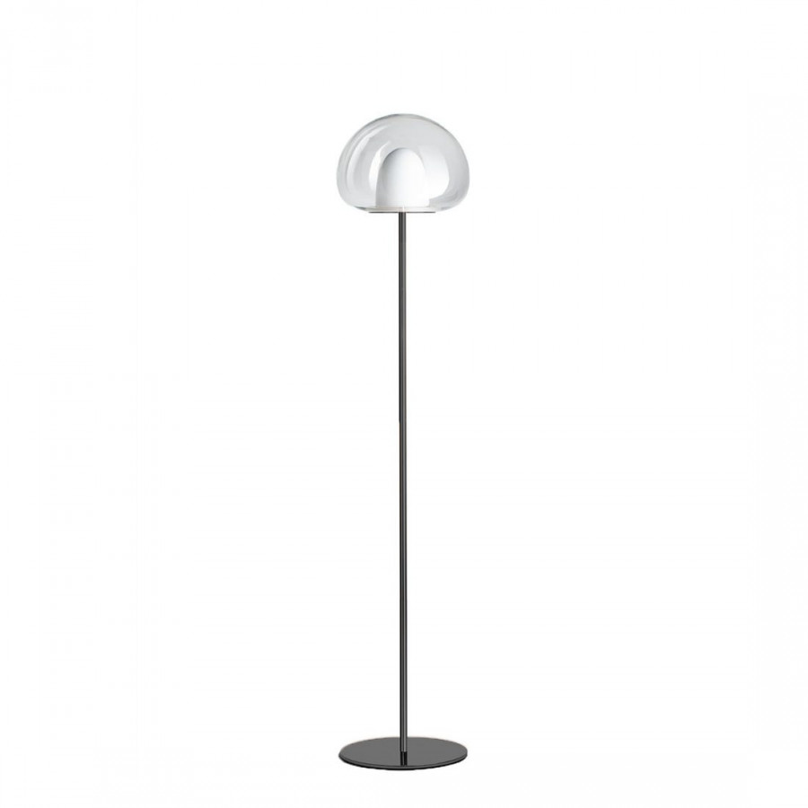 FontanaArte Thea Large Floor Lamp - Chrome Black/Fume, Glass/Galvanized Metal