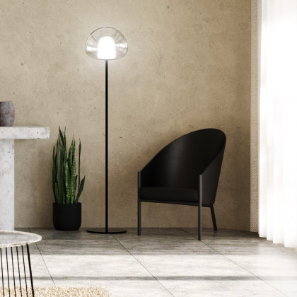 FontanaArte Thea Large Floor Lamp - Chrome Black/Fume, Glass/Galvanized Metal