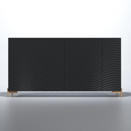 Franco Wave 4 Door Buffet - Dark Gray/Gold