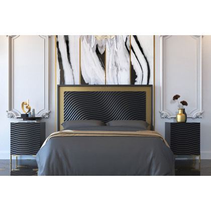 Franco Wave Nightstand - Dark Gray/Gold