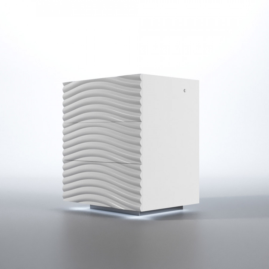 Franco Wave Nightstand With Light - White