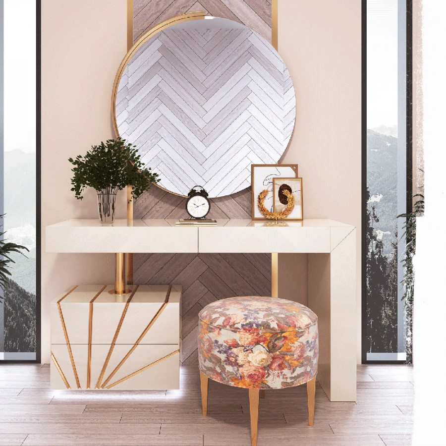 Franco Oro Vanity Dresser - White/Gold