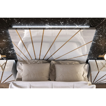 Franco Oro Queen Size Bed With Light - White/Gold