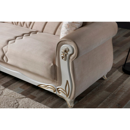 Furnia - Asos Convertible Sleeper Loveseat in Beige, Fabric