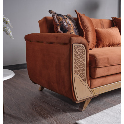 Furnia Alyans Convertible Sleeper Loveseat - Orange, Fabric