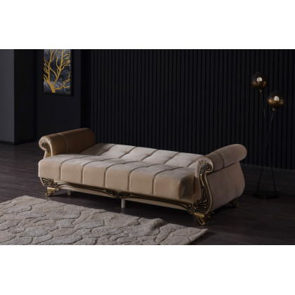 Furnia Karizma Convertible Sleeper Loveseat - Beige, Fabric
