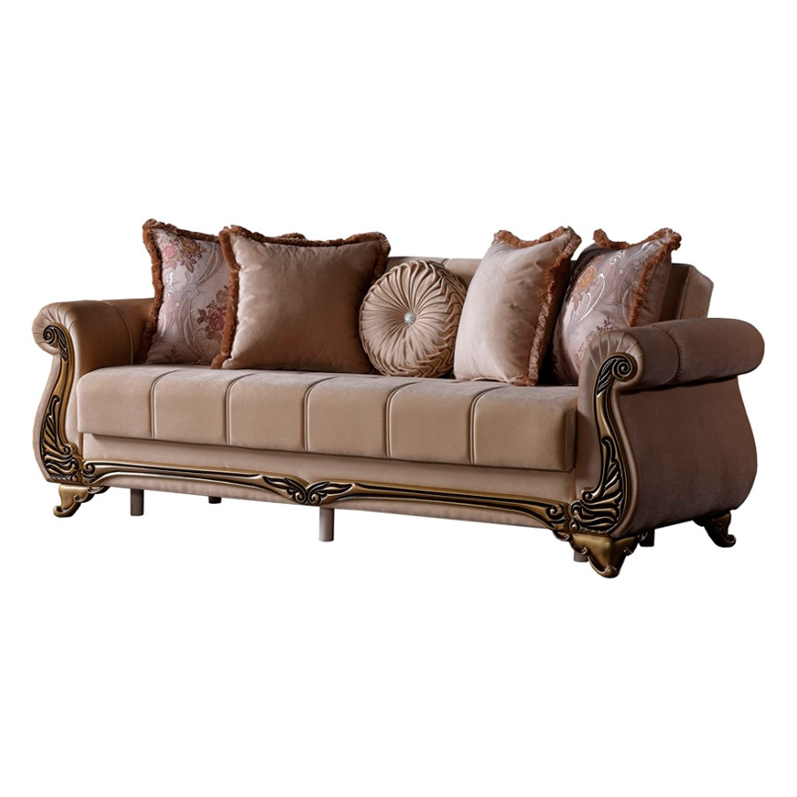 Furnia Karizma Convertible Sleeper Sofa - Beige, Fabric