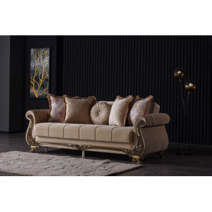 Furnia Karizma Convertible Sleeper Sofa - Beige, Fabric