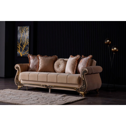 Furnia Karizma Convertible Sleeper Sofa - Beige, Fabric