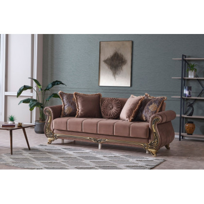 Furnia Karizma Convertible Sleeper Loveseat - Brown, Fabric