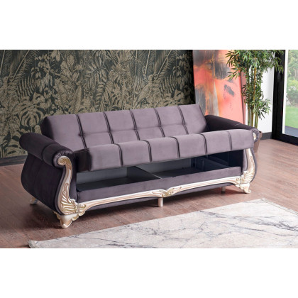 Furnia Karizma Convertible Sleeper Loveseat - Anthracite, Fabric