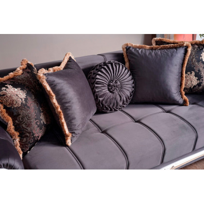 Furnia Karizma Convertible Sleeper Loveseat - Anthracite, Fabric