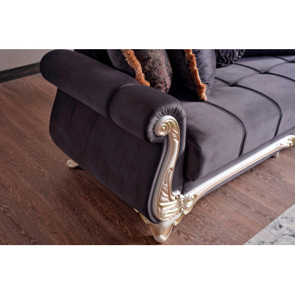 Furnia Karizma Convertible Sleeper Loveseat - Anthracite, Fabric