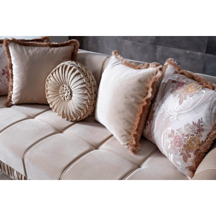 Furnia - Rustik Convertible Sleeper Loveseat in Beige, Fabric