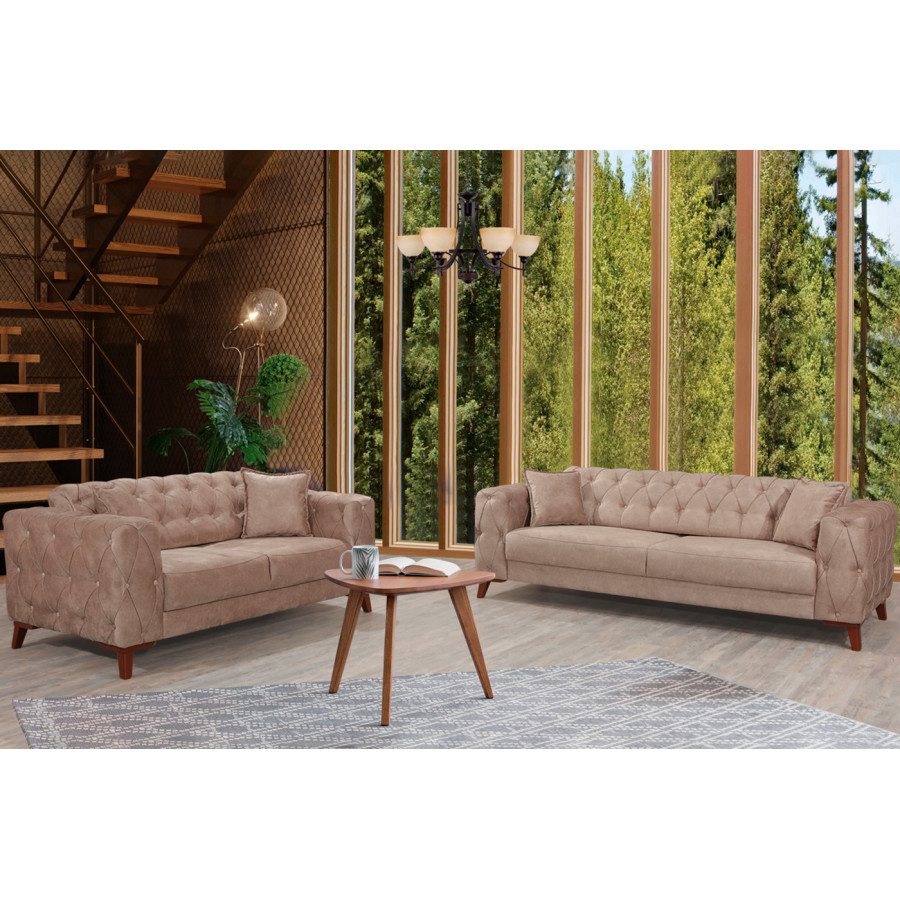 Furnia Joza Convertible Loveseat - Beige, Fabric