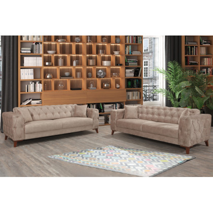 Furnia Joza Convertible Loveseat - Beige, Fabric