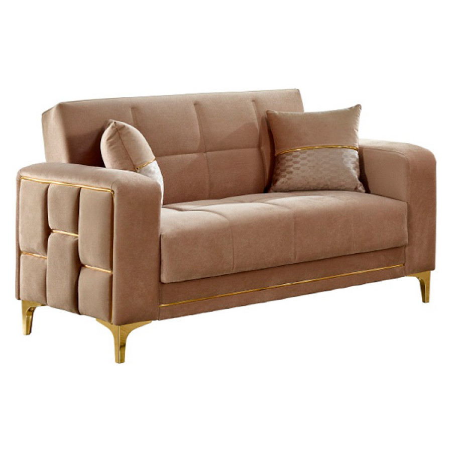 Furnia Alice Convertible Sleeper Loveseat - Beige, Fabric