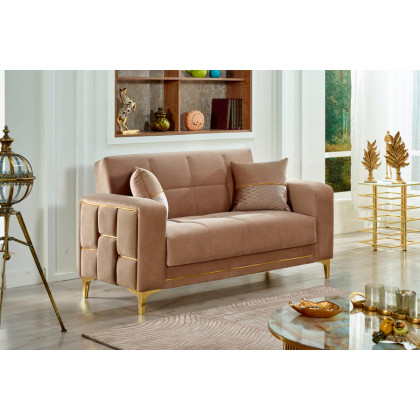 Furnia Alice Convertible Sleeper Loveseat - Beige, Fabric