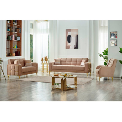 Furnia Alice Convertible Sleeper Loveseat - Beige, Fabric