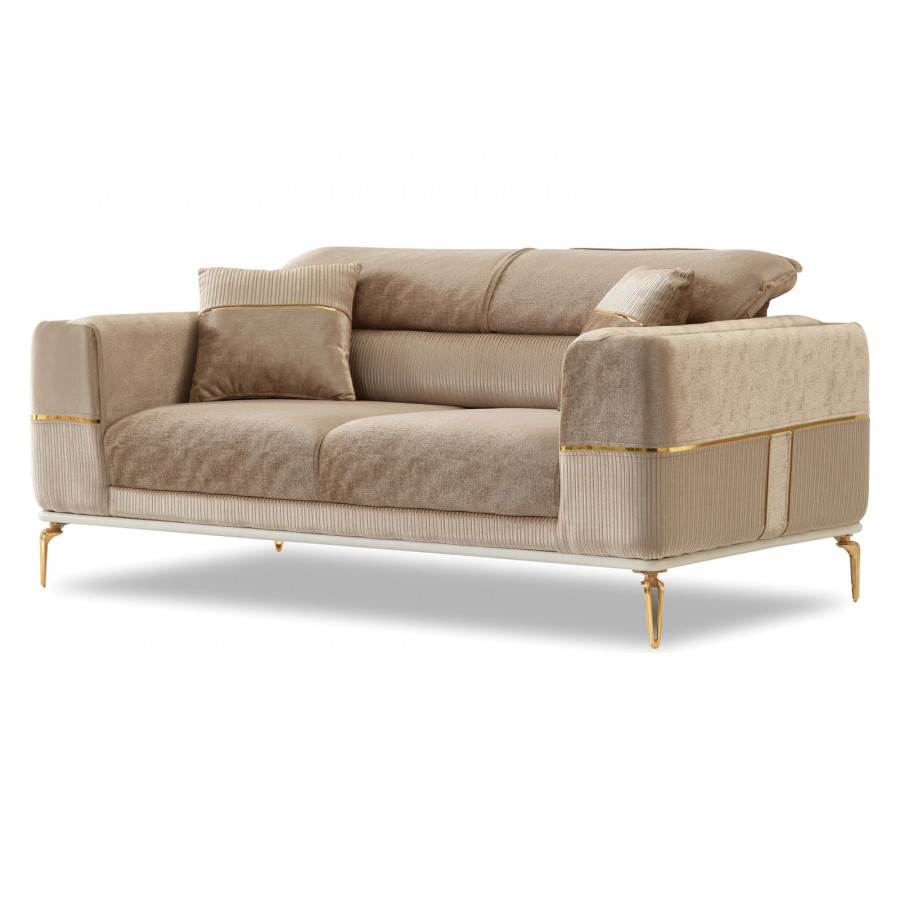 Furnia - Berlin Stationary Loveseat in Beige, Fabric