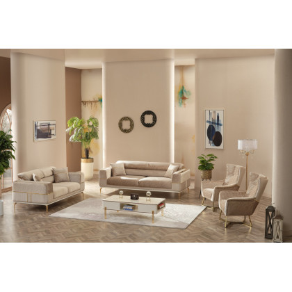 Furnia - Berlin Armchair in Beige, Fabric