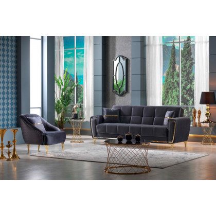 Furnia - Boston Convertible Sofa in Anthracite, Fabric