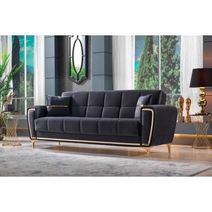Furnia - Boston Convertible Sofa in Anthracite, Fabric
