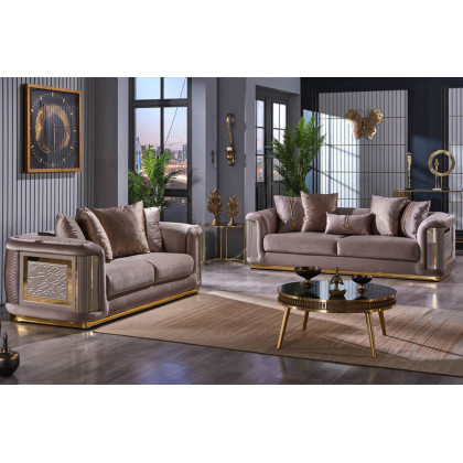 Furnia Elegance Stationary Loveseat - Beige, Fabric