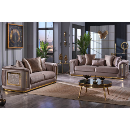 Furnia Elegance Stationary Sofa - Beige, Fabric