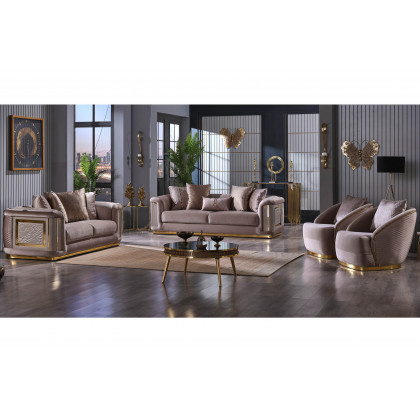 Furnia Elegance Stationary Sofa - Beige, Fabric