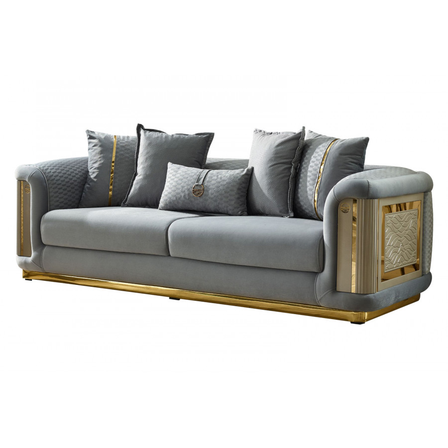 Furnia Elegance Stationary Sofa - Light Gray, Fabric
