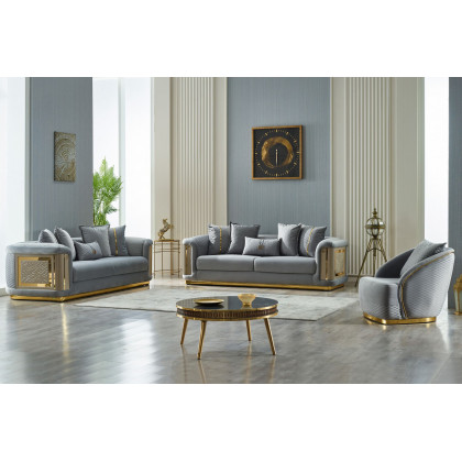 Furnia Elegance Stationary Sofa - Light Gray, Fabric