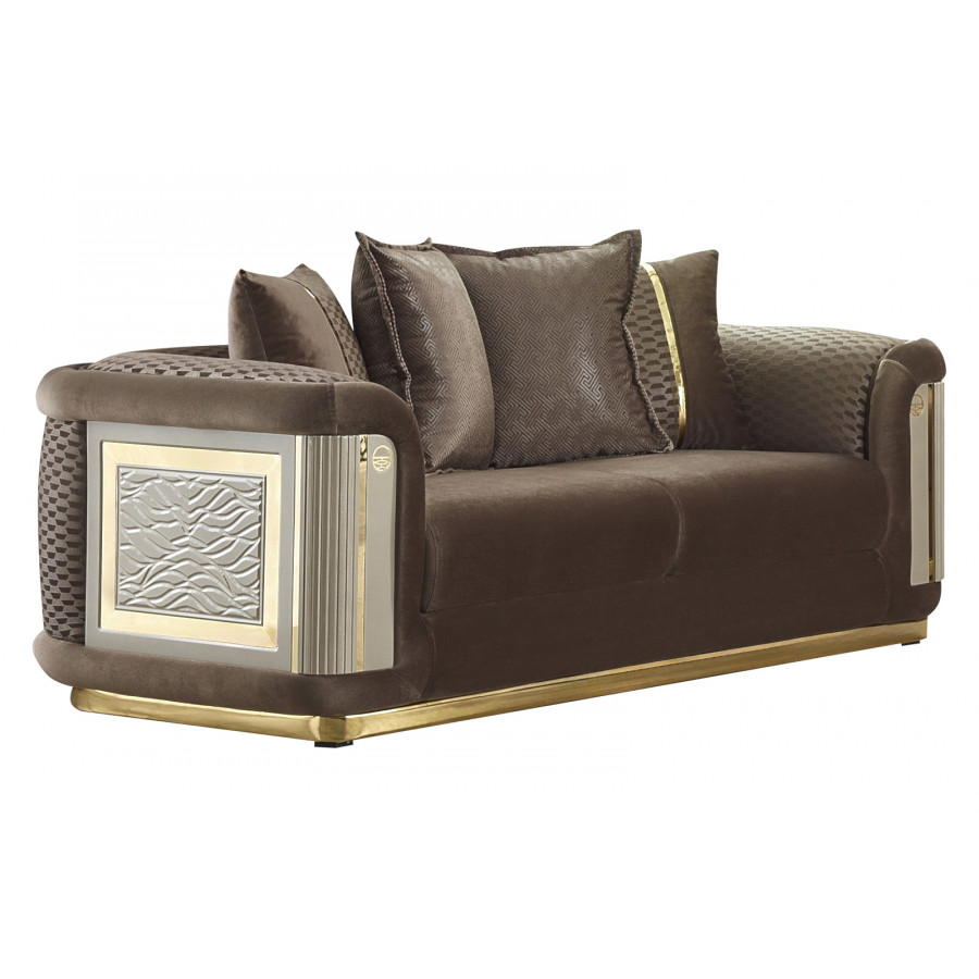 Furnia Elegance Stationary Loveseat - Brown, Fabric