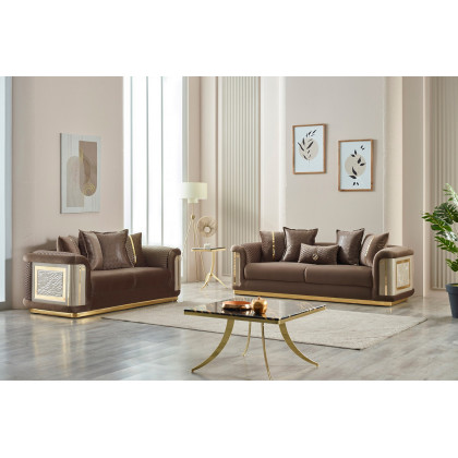Furnia Elegance Stationary Loveseat - Brown, Fabric
