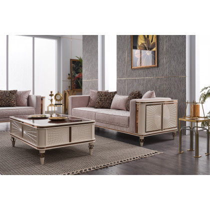 Furnia - Eva Stationary Sofa in Cream, Fabric