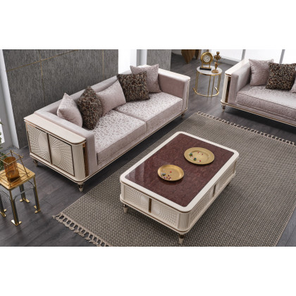 Furnia - Eva Stationary Sofa in Cream, Fabric