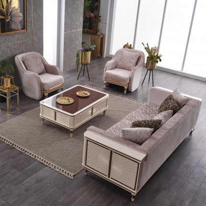Furnia - Eva Stationary Sofa in Cream, Fabric