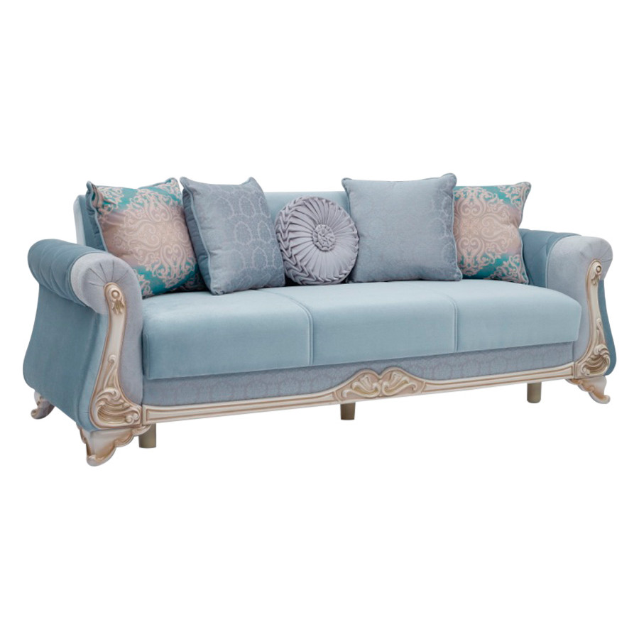 Furnia Harmony Convertible Sleeper Sofa - Ice Blue, Fabric