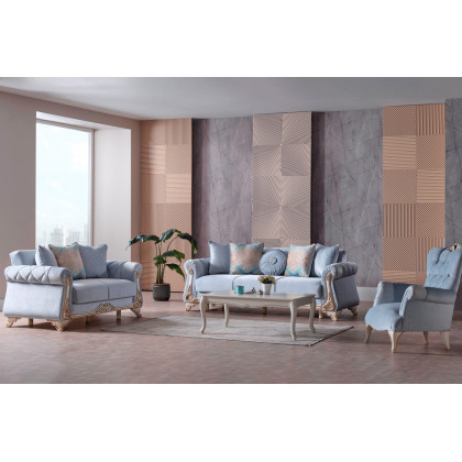 Furnia Harmony Convertible Sleeper Sofa - Ice Blue, Fabric
