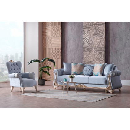 Furnia Harmony Convertible Sleeper Sofa - Ice Blue, Fabric