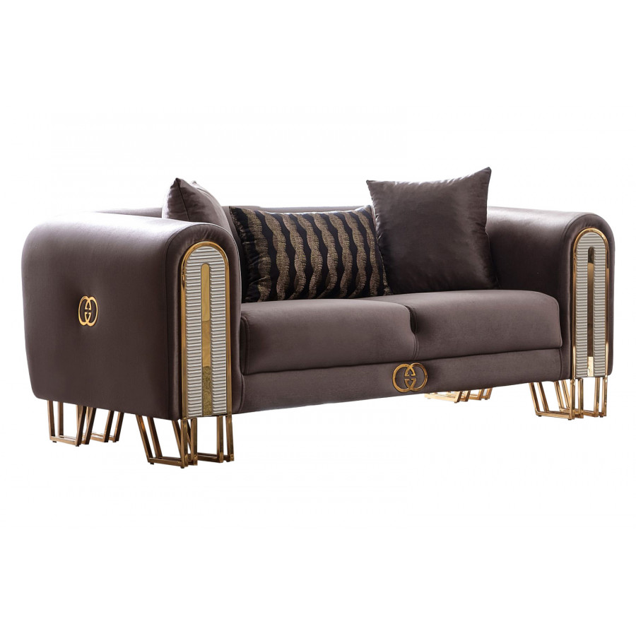 Furnia Kapadokya Stationary Loveseat - Brown, Fabric