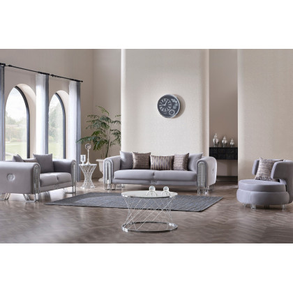 Furnia Kapadokya Stationary Loveseat - Gray, Fabric