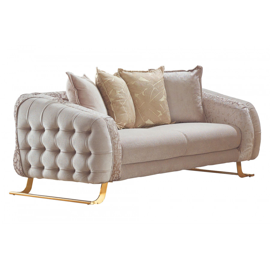 Furnia Laguna Stationary Loveseat - Cream, Fabric